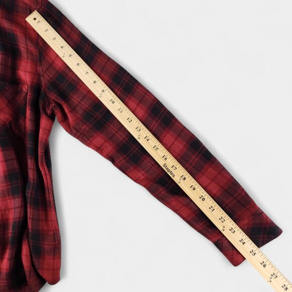 Rails Hunter Plaid Shirt Women's Large Crimson Pitch 100% Rayon Button Down - Picture 13 of 14